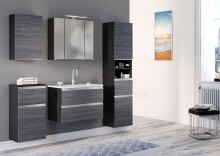 Waschtisch-Set >Arezzo< in Eiche Rauchsilber Nachbildung - 80x56x47cm (BxHxT)