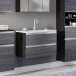 Waschtisch-Set >Arezzo< in Eiche Rauchsilber Nachbildung - 80x56x47cm (BxHxT)