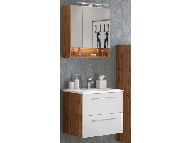 Waschtisch-Set >Livorno< in Matt Weiß - 60x180x48cm (BxHxT)