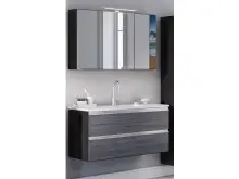 Badezimmer-Set >Arezzo< in Eiche Rauchsilber...