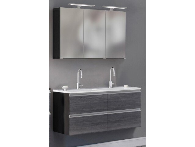 Badezimmer-Set >Arezzo< in Eiche Rauchsilber Nachbildung, Graphit