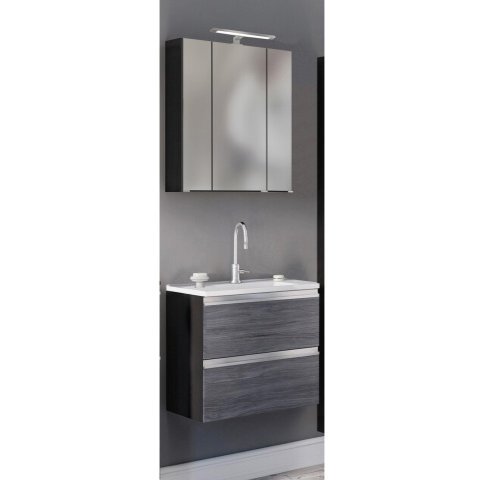 Badezimmer-Set >Arezzo< in Eiche Rauchsilber Nachbildung, Graphit