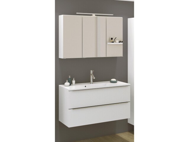 Badezimmer-Set >Garda< in weiß-matt Weiß - 100x180x47cm (BxHxT)