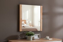 Wandspiegel >Leduc I< in Kernbuche aus Massivholz, Spiegelglas - 66x65x4 (BxHxT)