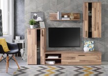 Wohnwand >Crosby< in Stabeiche - 213x184x41,3cm...