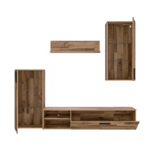 Wohnwand >Crosby< in Stabeiche - 213x184x41,3cm (BxHxT)