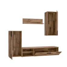 Wohnwand >Crosby< in Stabeiche - 213x184x41,3cm (BxHxT)