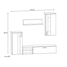 Wohnwand >Crosby< in Stabeiche - 213x184x41,3cm (BxHxT)