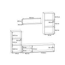 Wohnwand >Crosby< in Stabeiche - 213x184x41,3cm (BxHxT)