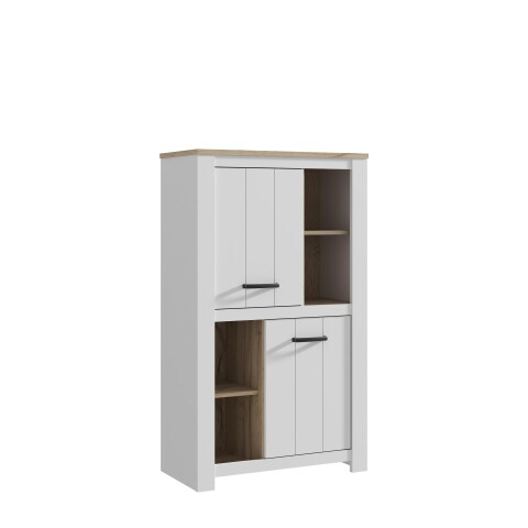 Highboard >Chelles< in Weiß matt - 86,7x143,7x42,2cm (BxHxT)