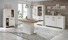 Highboard >Chelles< in Weiß matt - 86,7x143,7x42,2cm (BxHxT)