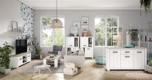 Highboard >Chelles< in Weiß matt - 86,7x143,7x42,2cm (BxHxT)
