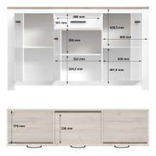 Sideboard >Chelles< in Weiß matt - 161,4x95,7x42,2cm (BxHxT)