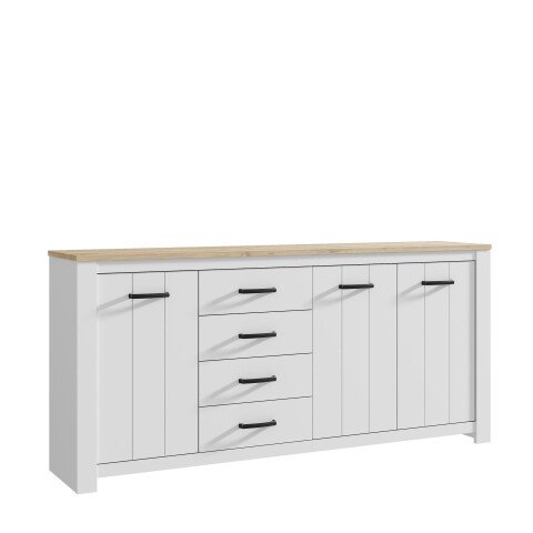 Sideboard >Chelles< in Weiß matt - 206x95,7x42,2cm (BxHxT)