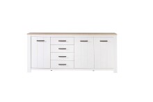 Sideboard >Chelles< in Weiß matt - 206x95,7x42,2cm (BxHxT)