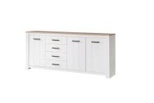 Sideboard >Chelles< in Weiß matt - 206x95,7x42,2cm (BxHxT)