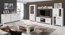 Sideboard >Chelles< in Weiß matt - 206x95,7x42,2cm (BxHxT)
