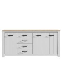 Sideboard >Chelles< in Weiß matt - 206x95,7x42,2cm (BxHxT)