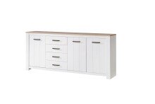 Sideboard >Chelles< in Weiß matt - 206x95,7x42,2cm (BxHxT)
