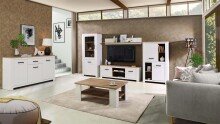 Couchtisch >Chelles< in Weiß matt - 107x42,8x67cm (BxHxT)