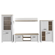 Wohnwand >Chelles< in Weiß matt - 344,1x185,3x42,2cm (BxHxT)