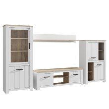 Wohnwand >Chelles< in Weiß matt - 344,1x185,3x42,2cm (BxHxT)