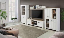 Wohnwand >Chelles< in Weiß matt - 344,1x185,3x42,2cm (BxHxT)