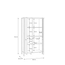 Vitrine >Hialeah< in Riviera Eiche - 86,3x152,3x40,2cm (BxHxT)