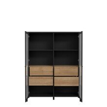 Vitrine >Hialeah< in Riviera Eiche - 121,3x152,3x40,2cm (BxHxT)