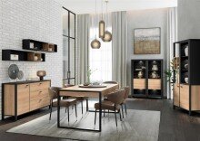 Vitrine >Hialeah< in Riviera Eiche - 121,3x152,3x40,2cm (BxHxT)