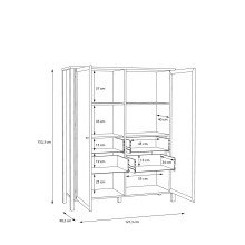 Vitrine >Hialeah< in Riviera Eiche - 121,3x152,3x40,2cm (BxHxT)