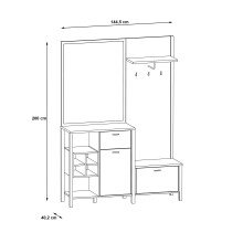 Kompaktgarderobe >Hialeah< in Riviera Eiche - 144,5x200x40,2cm (BxHxT)