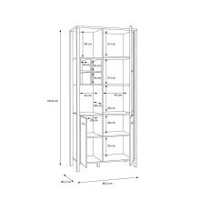 Wohnwand >Hialeah< in Riviera Eiche - 277,2x193,9x40,2cm (BxHxT)