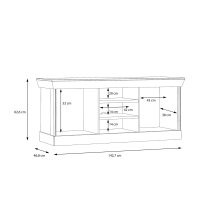 TV-Board >Kalamaria< in Waterford Eiche - 143x62,8x47cm (BxHxT)