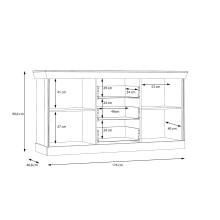 Sideboard >Kalamaria< in Waterford Eiche - 174,3x90,8x47cm (BxHxT)