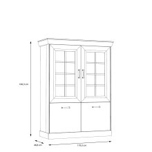 Vitrine >Kalamaria< in Waterford Eiche - 119,6x158,1x47cm (BxHxT)