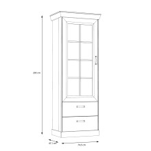 Vitrine >Kalamaria< in Schneeeiche - 74,9x205,1x47cm (BxHxT)