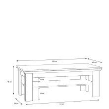 Couchtisch >Kalamaria< in Waterford Eiche - 120,2x45x60cm (BxHxT)