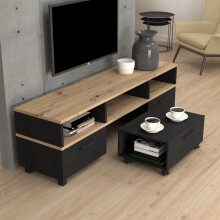 TV-Board >Limnos< in Schwarzeiche - 161,6x48,5x41,3cm (BxHxT)