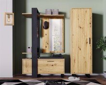 Kompaktgarderobe >Marousi< in Artisan Eiche - 119,8x198,2x43cm (BxHxT)