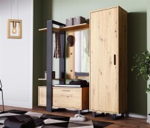 Garderobenschrank >Marousi< in Artisan Eiche - 59,8x198,2x41,5cm (BxHxT)