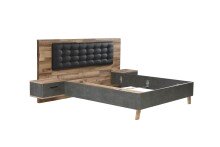 Bett >Rhodos< in Stabeiche - 296,5x120x209,9cm (BxHxT)