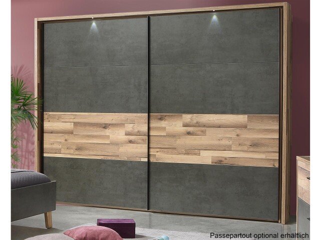 Schwebetürenschrank >Rhodos< in Stabeiche - 269,9x210,5x61,2cm (BxHxT)