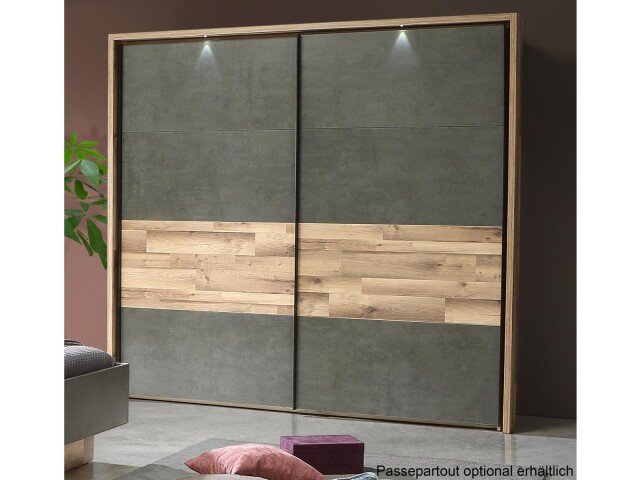 Schwebetürenschrank >Rhodos< in Stabeiche - 220,1x210,5x61,2cm (BxHxT)