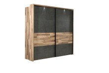 Schwebetürenschrank >Rhodos< in Stabeiche - 231,1x215,9x61,2cm (BxHxT)