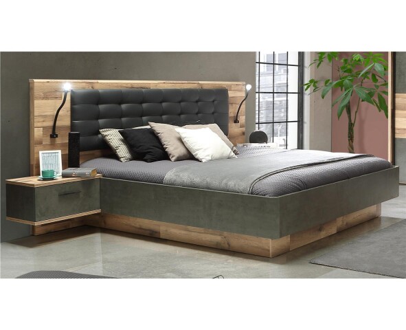 Bett >Rhodos< in Stabeiche - 296,5x120x209,9cm (BxHxT)