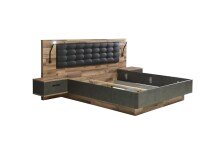 Bett >Rhodos< in Stabeiche - 296,5x120x209,9cm (BxHxT)