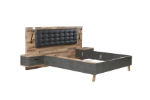 Bett >Rhodos< in Stabeiche - 296,5x120x209,9cm (BxHxT)