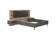 Bett >Rhodos< in Stabeiche - 296,5x120x209,9cm (BxHxT)