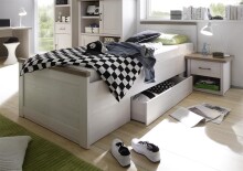 Bettgestell >Lebbie< in Pinie Weiß - 96x90x205cm (BxHxT)
